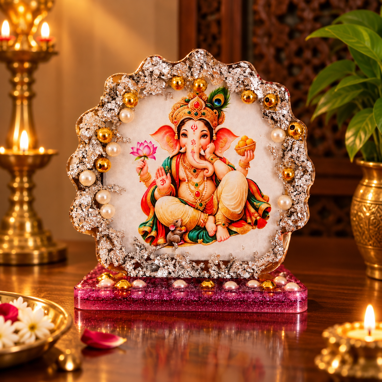 Ganesha Resin Art Showpiece | Handmade Decorative Home Décor | Artist: Binod Mallick & Kakali Mallick