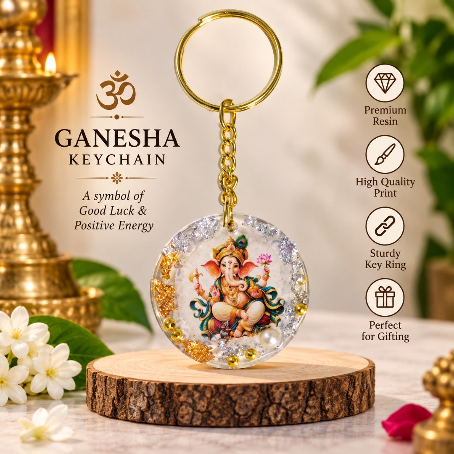 Ganesha Resin Art Keychain